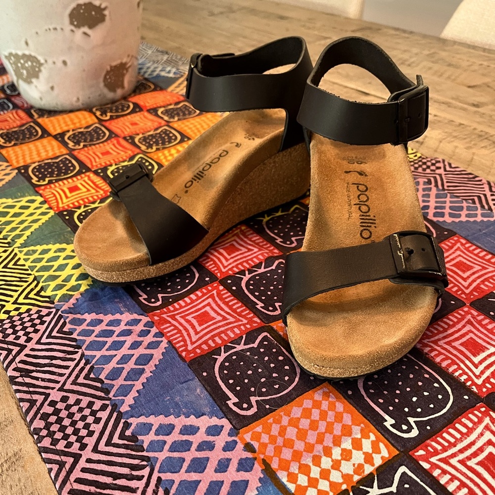 Black Leather Papillio Sandals